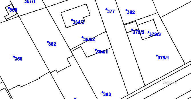 Parcela st. 364/1 v KÚ Líně, Katastrální mapa