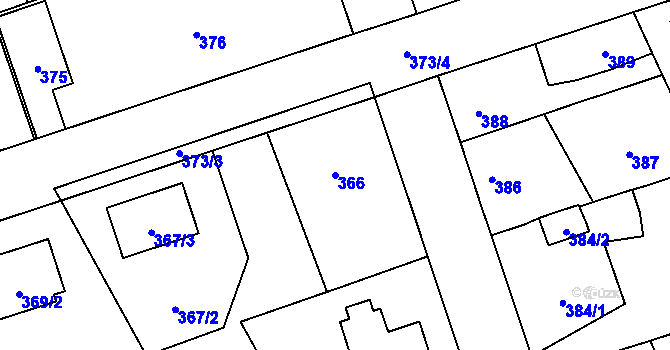 Parcela st. 366 v KÚ Líně, Katastrální mapa