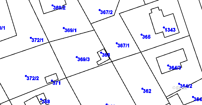 Parcela st. 368 v KÚ Líně, Katastrální mapa