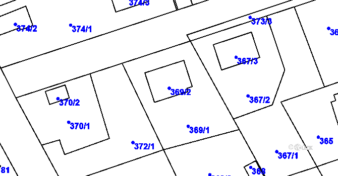 Parcela st. 369/2 v KÚ Líně, Katastrální mapa