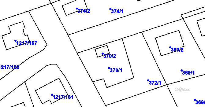 Parcela st. 370/2 v KÚ Líně, Katastrální mapa