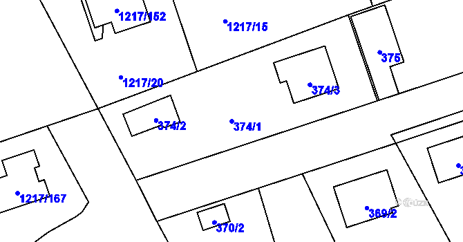 Parcela st. 374/1 v KÚ Líně, Katastrální mapa
