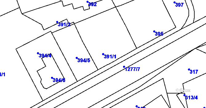 Parcela st. 391/1 v KÚ Líně, Katastrální mapa