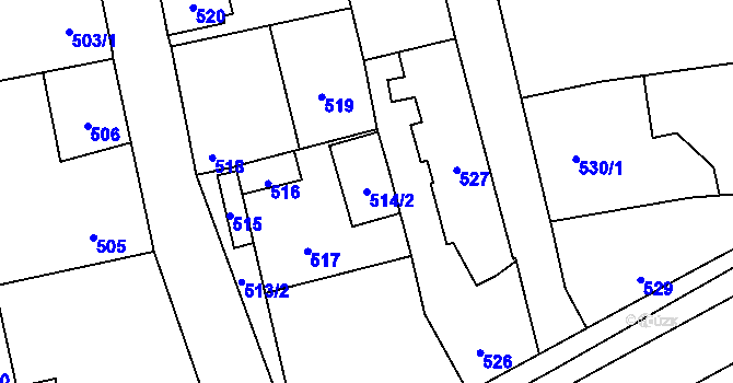 Parcela st. 514/2 v KÚ Líně, Katastrální mapa
