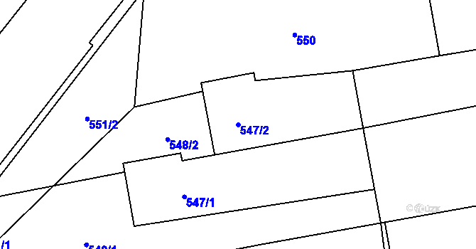 Parcela st. 547/2 v KÚ Líně, Katastrální mapa