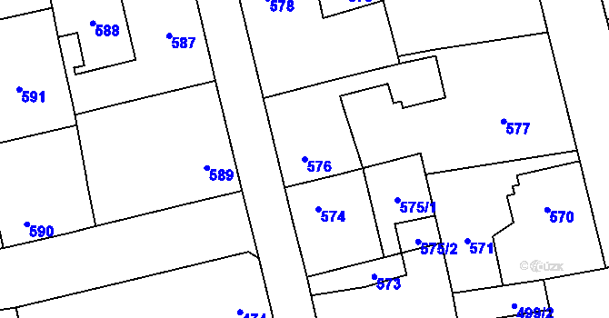 Parcela st. 576 v KÚ Líně, Katastrální mapa