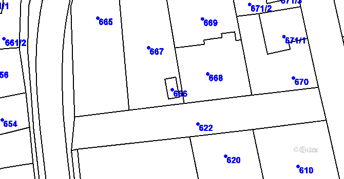 Parcela st. 666 v KÚ Líně, Katastrální mapa