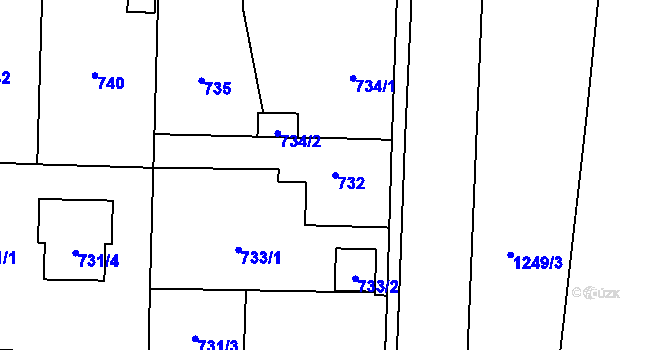 Parcela st. 732 v KÚ Líně, Katastrální mapa