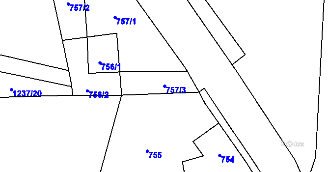 Parcela st. 757/3 v KÚ Líně, Katastrální mapa