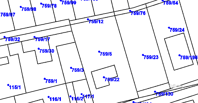 Parcela st. 759/5 v KÚ Líně, Katastrální mapa