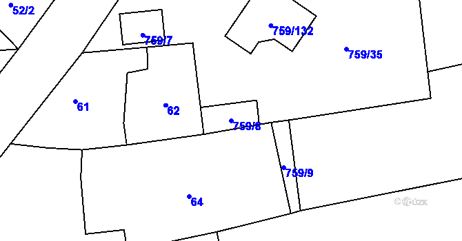 Parcela st. 759/8 v KÚ Líně, Katastrální mapa