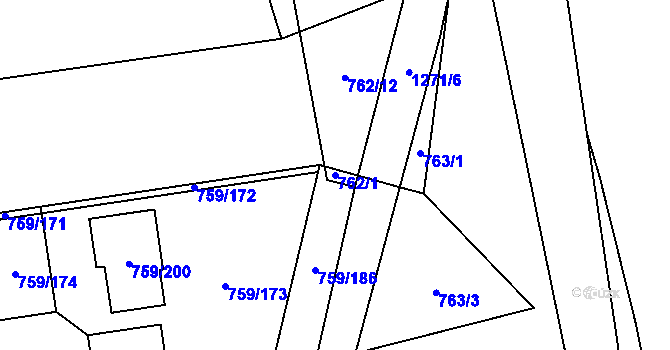 Parcela st. 762/1 v KÚ Líně, Katastrální mapa