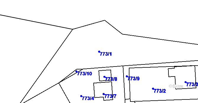 Parcela st. 773/1 v KÚ Líně, Katastrální mapa