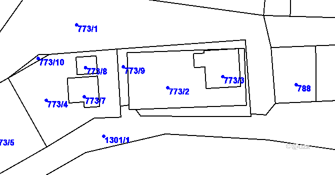 Parcela st. 773/2 v KÚ Líně, Katastrální mapa