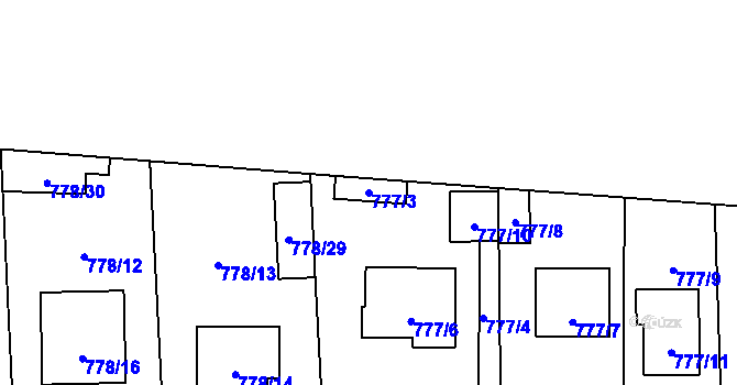 Parcela st. 777/3 v KÚ Líně, Katastrální mapa