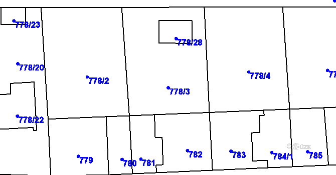 Parcela st. 778/3 v KÚ Líně, Katastrální mapa