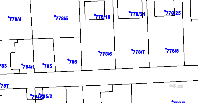 Parcela st. 778/6 v KÚ Líně, Katastrální mapa