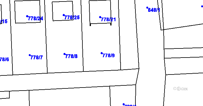 Parcela st. 778/9 v KÚ Líně, Katastrální mapa
