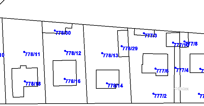 Parcela st. 778/13 v KÚ Líně, Katastrální mapa