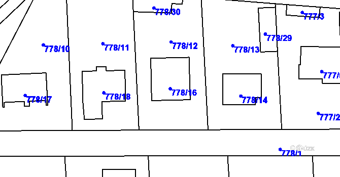 Parcela st. 778/16 v KÚ Líně, Katastrální mapa