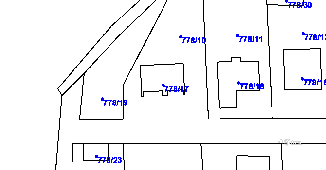 Parcela st. 778/17 v KÚ Líně, Katastrální mapa