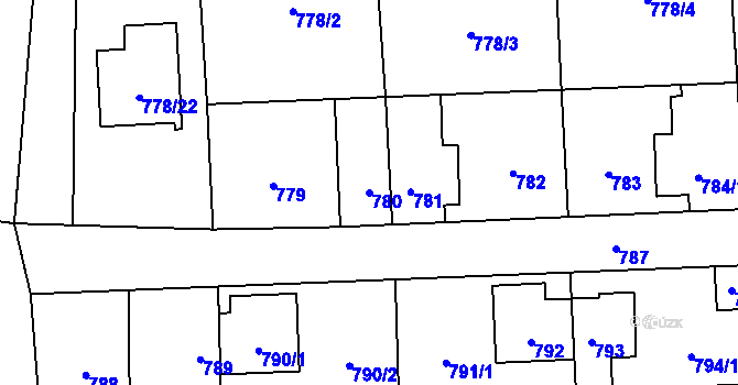 Parcela st. 780 v KÚ Líně, Katastrální mapa
