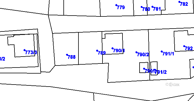 Parcela st. 789 v KÚ Líně, Katastrální mapa