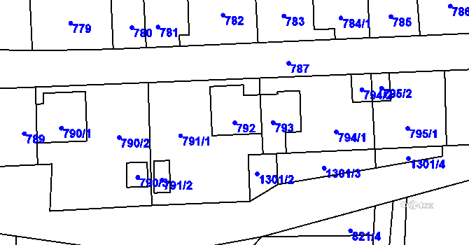 Parcela st. 792 v KÚ Líně, Katastrální mapa