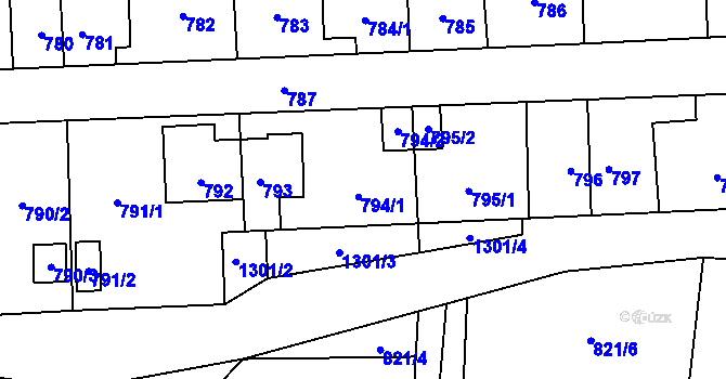 Parcela st. 794 v KÚ Líně, Katastrální mapa