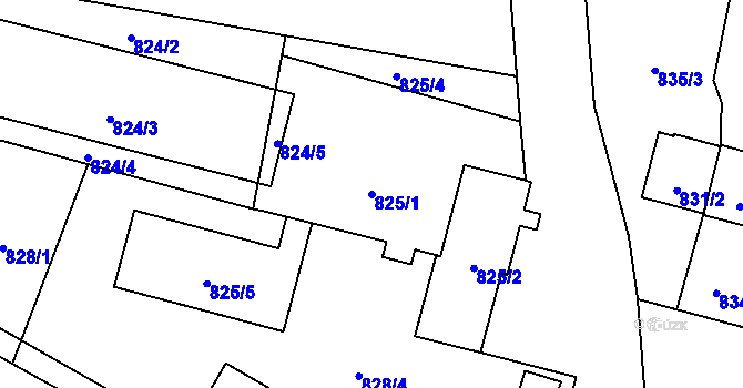 Parcela st. 825/1 v KÚ Líně, Katastrální mapa