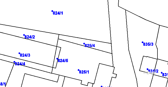 Parcela st. 825/4 v KÚ Líně, Katastrální mapa