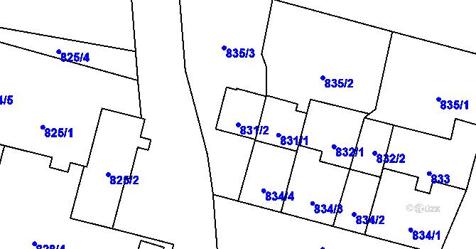 Parcela st. 831/2 v KÚ Líně, Katastrální mapa