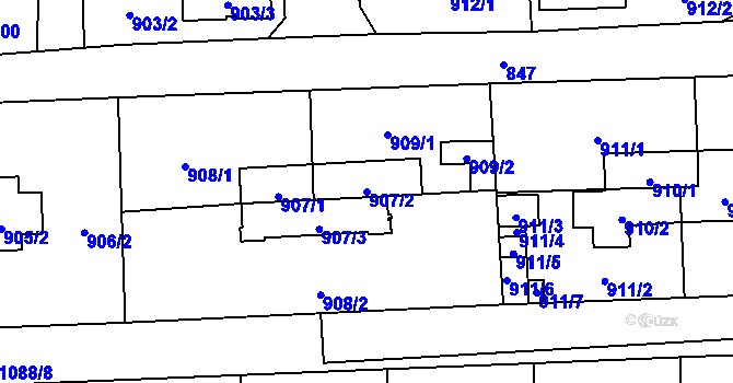 Parcela st. 907/2 v KÚ Líně, Katastrální mapa