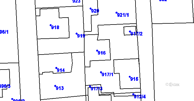 Parcela st. 916 v KÚ Líně, Katastrální mapa