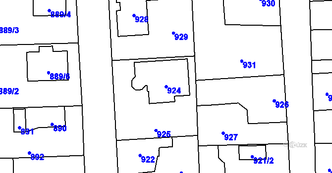 Parcela st. 924 v KÚ Líně, Katastrální mapa