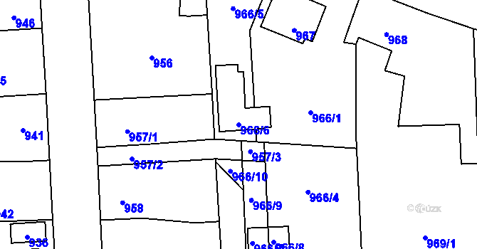 Parcela st. 966/6 v KÚ Líně, Katastrální mapa