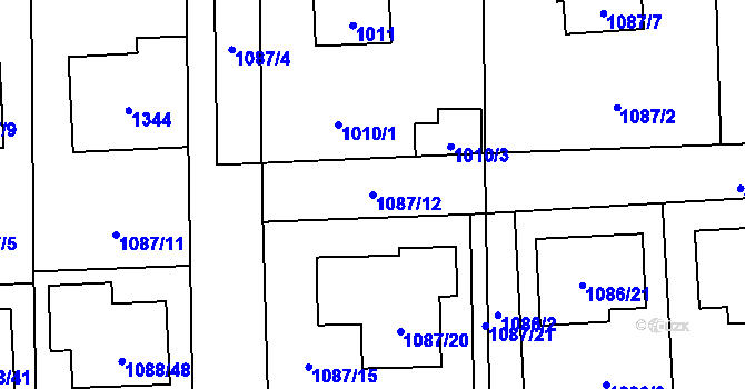 Parcela st. 1087/12 v KÚ Líně, Katastrální mapa