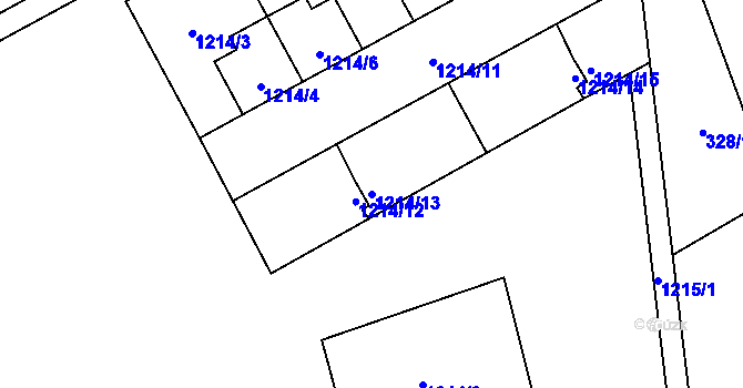 Parcela st. 1214/13 v KÚ Líně, Katastrální mapa