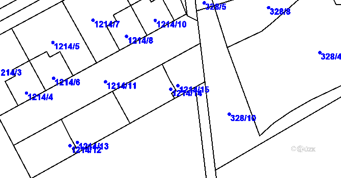 Parcela st. 1214/14 v KÚ Líně, Katastrální mapa