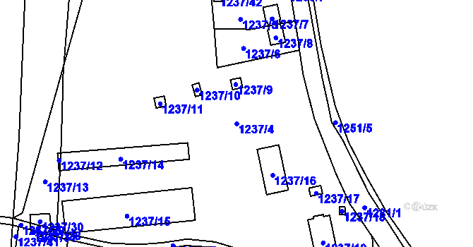 Parcela st. 1237/4 v KÚ Líně, Katastrální mapa