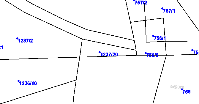 Parcela st. 1237/20 v KÚ Líně, Katastrální mapa