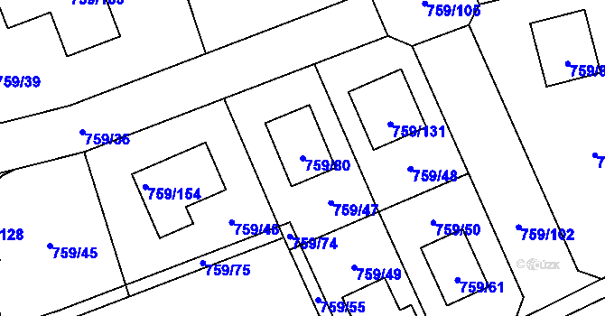 Parcela st. 759/80 v KÚ Líně, Katastrální mapa