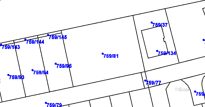 Parcela st. 759/81 v KÚ Líně, Katastrální mapa