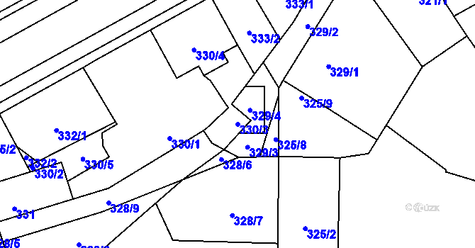 Parcela st. 330/3 v KÚ Líně, Katastrální mapa