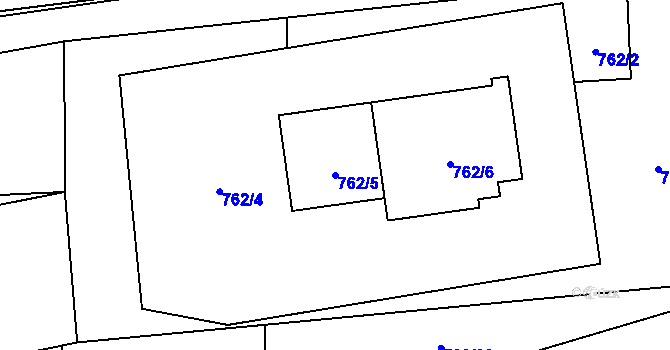 Parcela st. 762/5 v KÚ Líně, Katastrální mapa