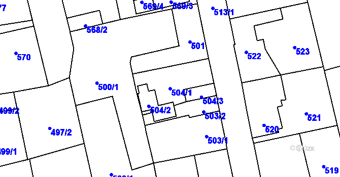 Parcela st. 504/1 v KÚ Líně, Katastrální mapa