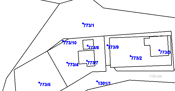 Parcela st. 773/8 v KÚ Líně, Katastrální mapa
