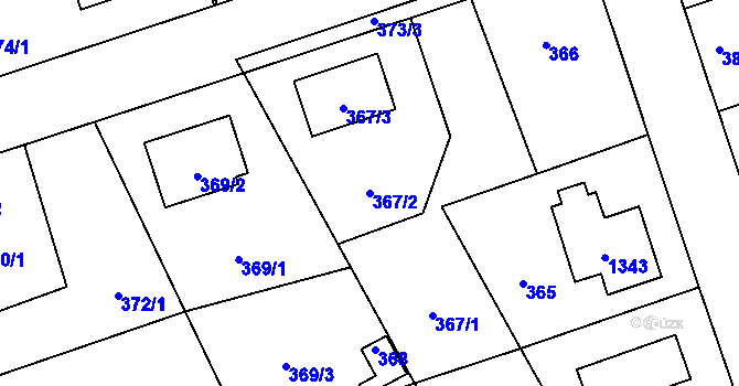 Parcela st. 367/2 v KÚ Líně, Katastrální mapa