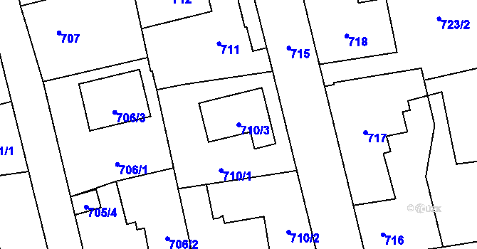 Parcela st. 710/3 v KÚ Líně, Katastrální mapa