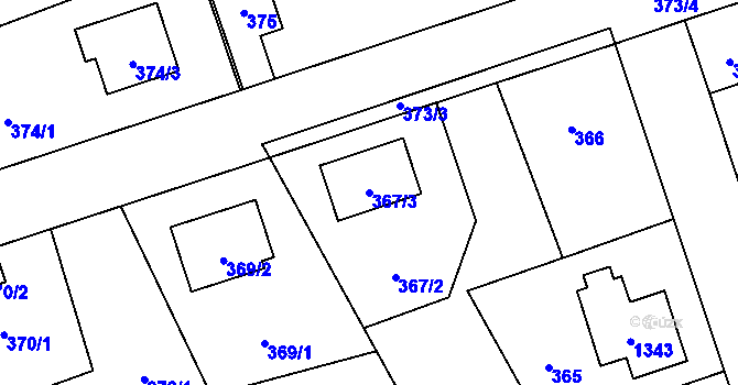 Parcela st. 367/3 v KÚ Líně, Katastrální mapa